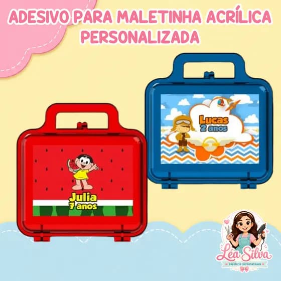 Adesivos para Maletinhas Acrílicas Personalizadas - Tamanho 7 X 9,5 - Rótulos adesivos para Maleta Personalizadas