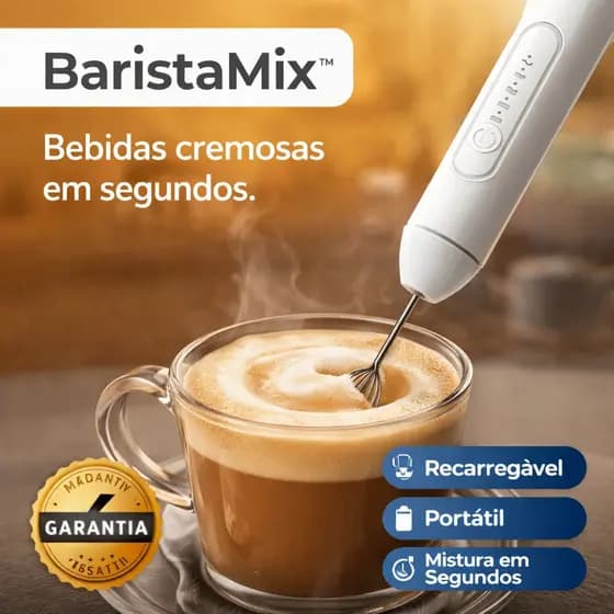 Mini Mixer Elétrico Portátil Recarregável Bivolt Branco BaristaMix™