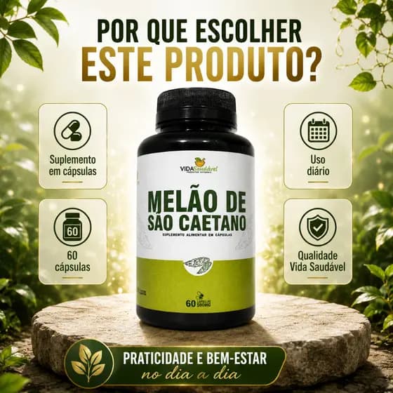 Melão de São Caetano 500mg 60 Cápsulas Suplemento Alimentar Bem-Estar Metabolismo Rotina Saudável