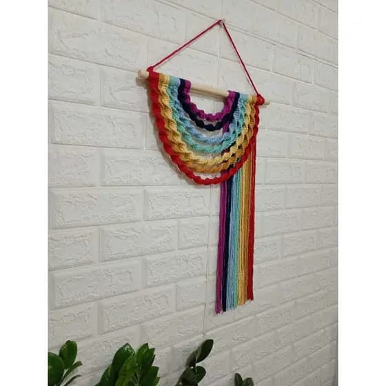 Painel arco iris decorativo boho macrame promoção.