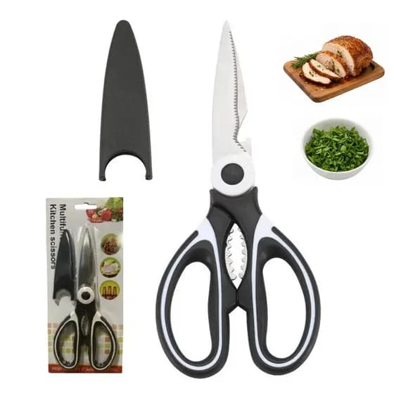 Tesoura de Cozinha Multifuncional 5 em 1 – Corta Carnes, Vegetais, Abre Garrafas e Quebra-Nozes