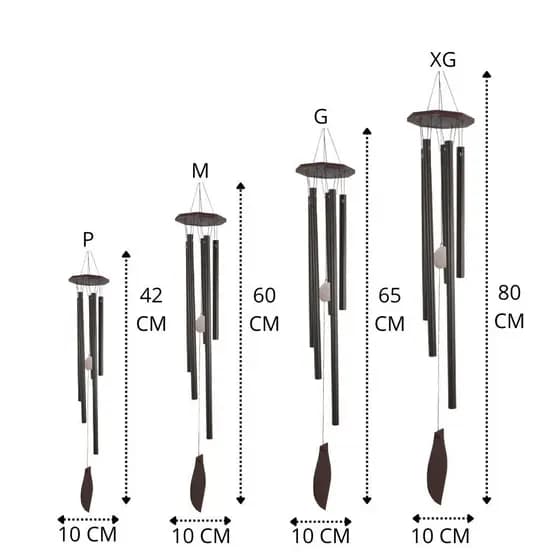 Sino Dos Ventos Tubo Em Metal Com Pedras Naturais Variadas Em 4 Tamanhos Em Oferta