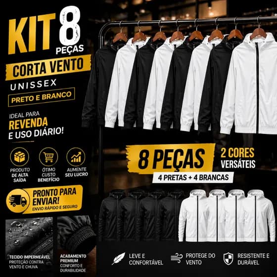 Kit 8 Jaqueta Corta Vento Unissex Atacado Para Revenda Alta Margem Lucro