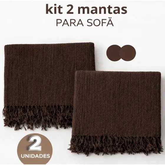 Kit 2 Mantas Para Sofá ou Cama Luxo 2,10x1,20 Tipo Capa Protetora