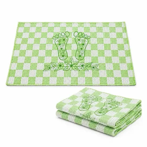 Kit com 3 Toalhas para Piso Tapete Pezinho para Banheiro Estampado 100% Algodão