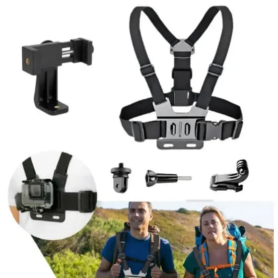 Suporte de Peito Para Celular e Gopro Peitoral Peito ajustável Câmera Esportivo Moto