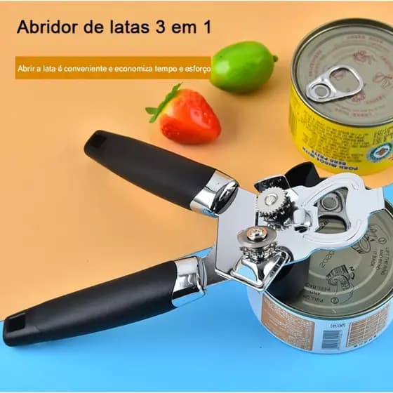 Abridor De Lata 3 Em 1 Multifuncional Garrafa Manivela Inox Tipo