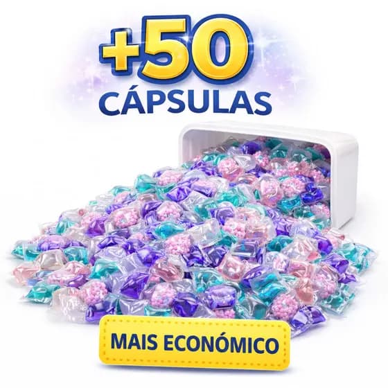 Sabão Cápsulas Lava Roupas 5em1 50un Caixa Tira Manchas -