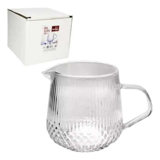 Jarra De Vidro 400ml Leiteira Água Servir Mesa Transparente