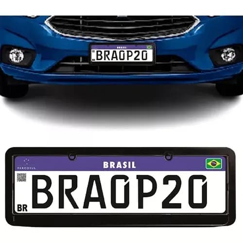 Moldura Universal Preta Lisa para Placa de Carro Mercosul - Par