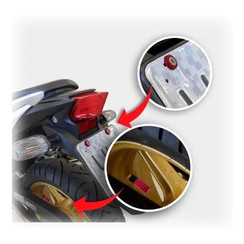 Kit Completo Moto Anilha Placa + Tampa de Válvula Sextavada - Vermelho