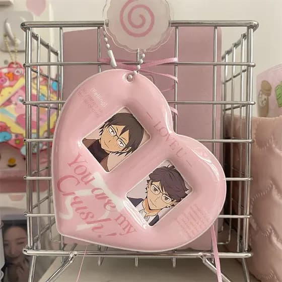 Você É Meu Pingente Porta-Cartões CP De 1 Polegada Em Forma De Coração De Borboleta Rosa Esmagado De Grade Dupla