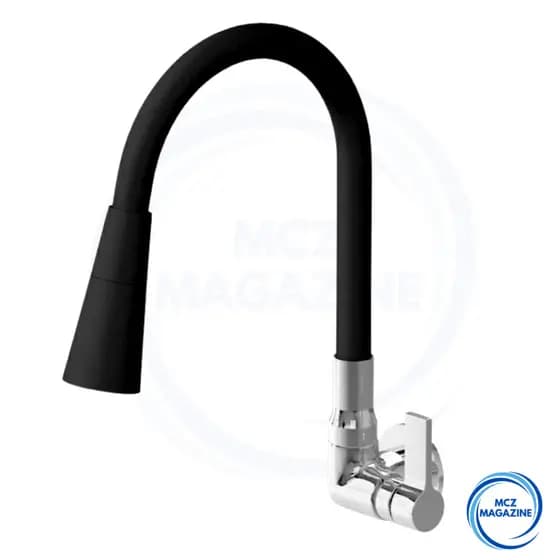 Torneira Parede Inox Cozinha Gourmet Preta Flexivel 2 Jatos 1/4 de Volta