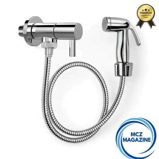 Ducha Higiênica Luxo ABS Cromada | 1/4 de Volta, Alta Pressão, Com Mangueira e Suporte