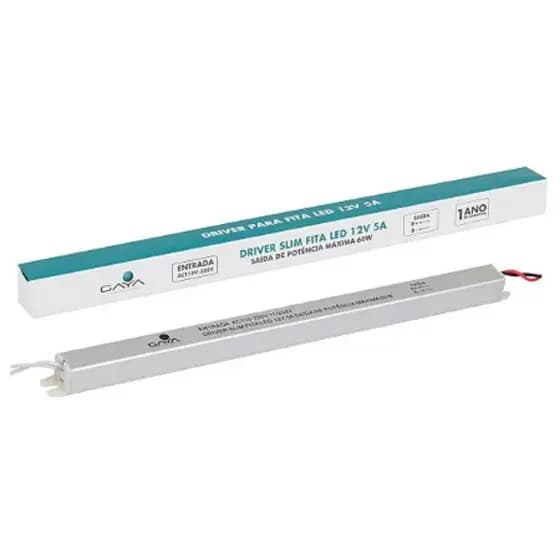 Fonte Driver Slim Perfil 12v 5a Fita Led Potência 60w Gaya
