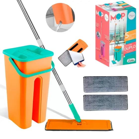 Mop Flat Rodo Magico Inteligente Esfregão Limpeza Balde 5 L Refil Lava e Seca Art House