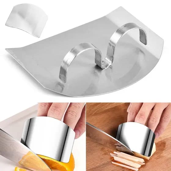 Protetor dedo Inox Para Fatiar Legumes Carnes Ferramenta Segurança Cozinha Contra Cortes
