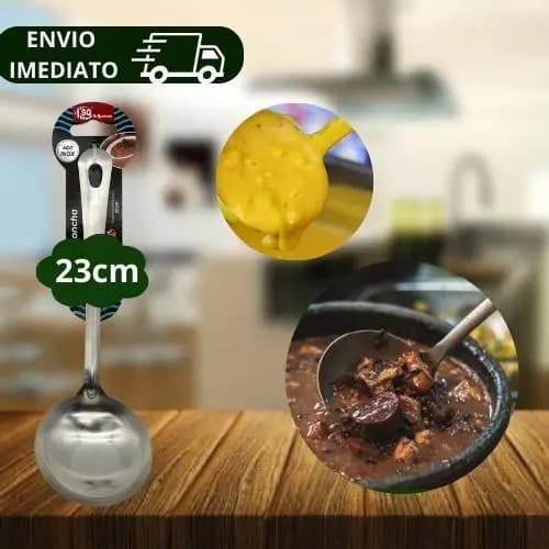 01 Concha de Inox 23cm - Tamanho Ergonômico Ideal para sua Cozinha, Comércio - Serva para Diversos Alimentos e Trabalhos
