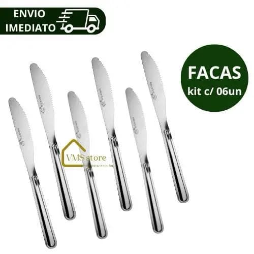 Kit 6 Facas 21cm de Mesa em Inox - Ideal para Seu Lar, Restaurantes, Buffets - para diversos alimentos