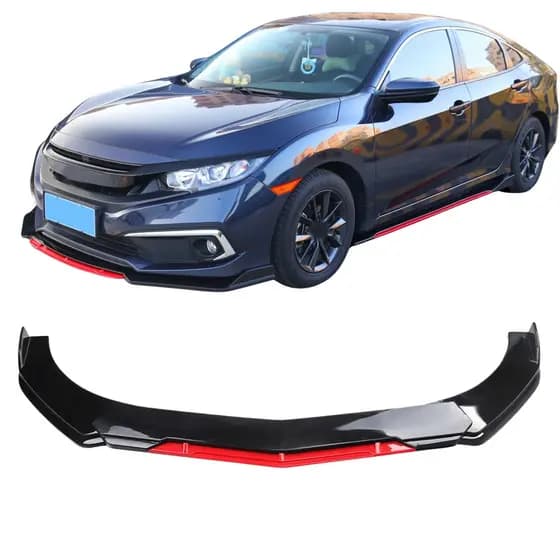 Spoiler Saia Frontal Universal Black Piano Vermelho Premium