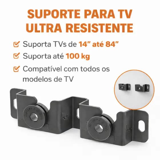 Suporte Fixo TV Parede Universal 14 a 84 Pol Suporta 100kg Smart LED LCD 4K Compatível Todas Marcas