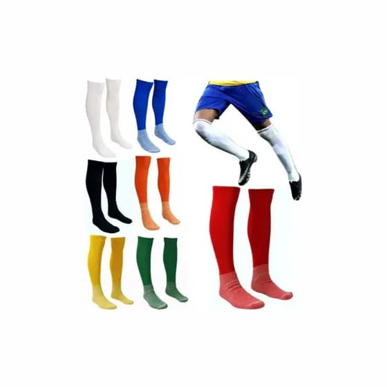 Kit 6 Pares de meião de futebol Adulto com pés 100% algodão