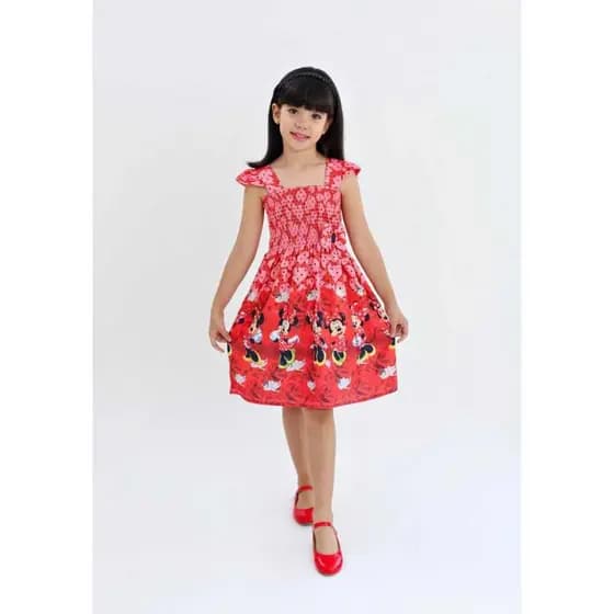 Vestido Infantil Menina Vermelho Personagem Moda Festa Casual 2 a 10 Anos Promoção