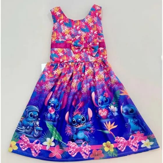 Vestido infantil menina tematico Stitch Excelente Qualidade 02 a 10 anos