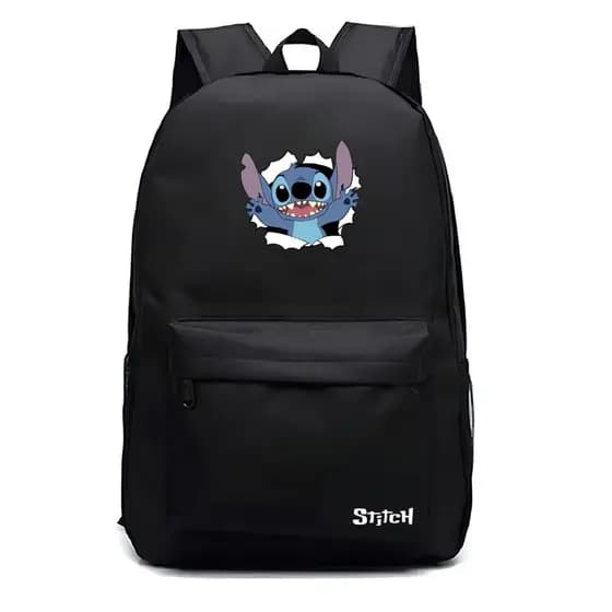 Mochila Escolar Infantil Stitch Grande Bolso Lateral Reforçada Impermeável