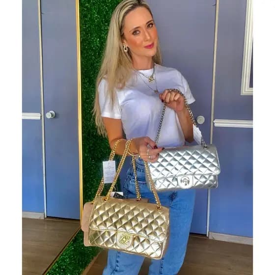 Bolsa Feminina Corrente Transversal Ombro Matelassê Classica Elegante Inspiração Chane