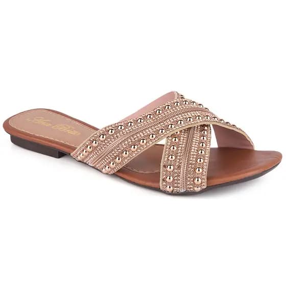 Sandália Feminina Rasteira Chinelo Plana Confortável Strass Brilho Zipper Bilhante Moda Luxo Casual