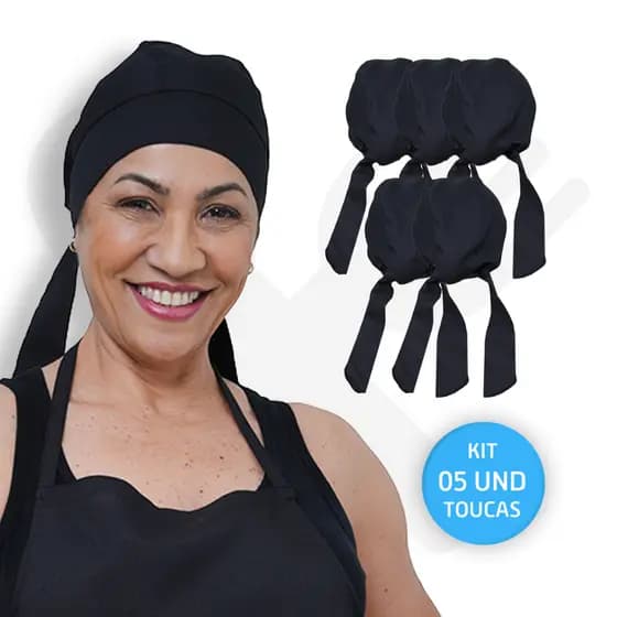 Kit Com 5 Touca Bandana Uniforme Chef Oxford Cozinha Unissex Restaurante Padaria Lanchonete