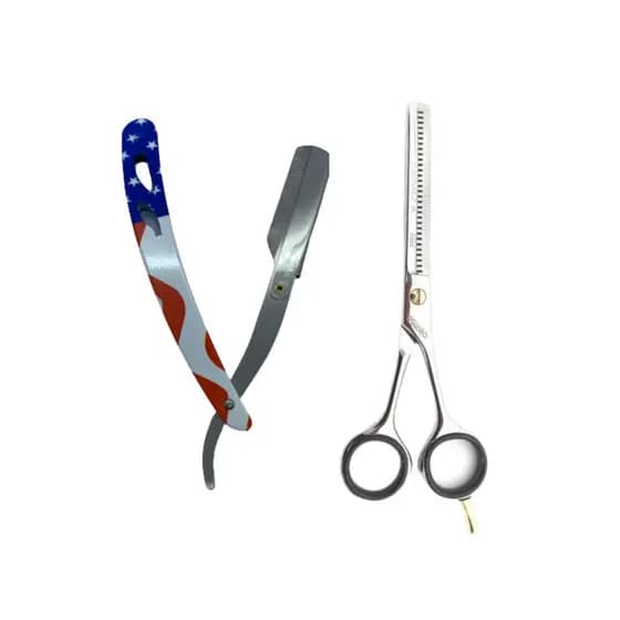 Tesoura Desfiadeira Tondeo 6 Polega + Navalhete Barbear Eua Top