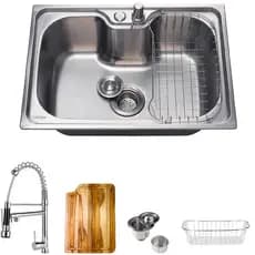 Cuba para cozinha gourmet pia aço inox 304 com acessórios tábua de corte Borari e Torneira gourmet Munim Pingoo