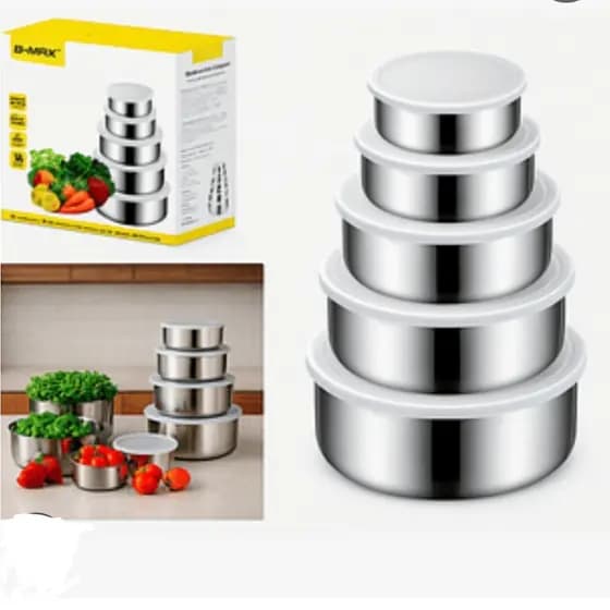 Conjunto Com 5 Tigelas com Tampa Plástica