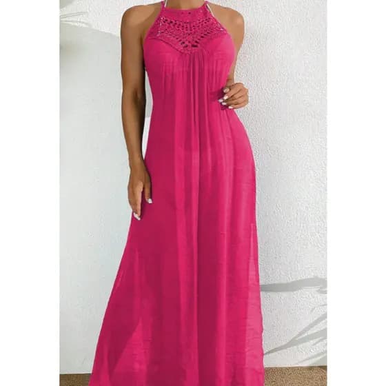 Saida De Praia Vestido Longo Túnica Com Fenda PINK BEGE PRETO