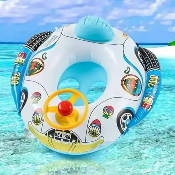 Boia Infantil Carrinho com Volante de Natação Flutuante Boia Pezinho Piscina Praia 4 meses a 3 anos