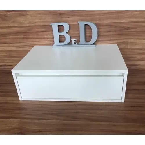 Mesa de cabeceira barber suspenso 1 gaveta 60x20x40cm branco mdf 15mm