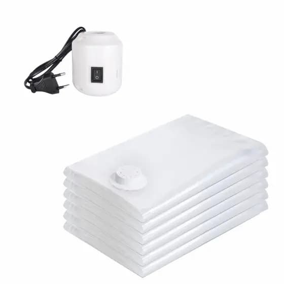 6 Saco À Vácuo Organizador + Bomba Elétrica 110V