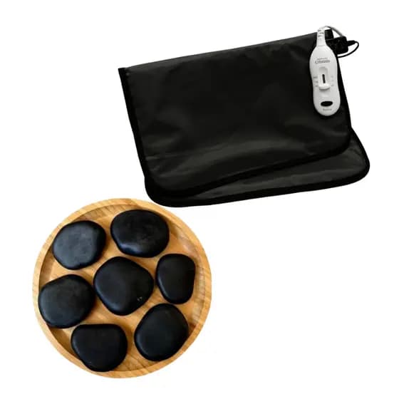 Kit Massagem 6 Pedras Quentes Vulcânicas para massagem+Bolsa termica 127v/220v