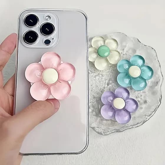 Punho De Telefone Com Design Floral 3D-Suporte Portátil Dobrável Para Smartphone E Acessório De Mesa Flor Decorativa , A