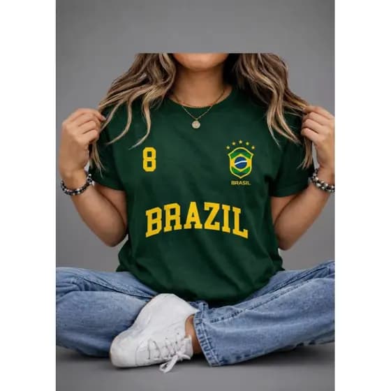 camiseta feminina t-shirt Brasil torcedora em malha Premium confortável e leve envio imediato!