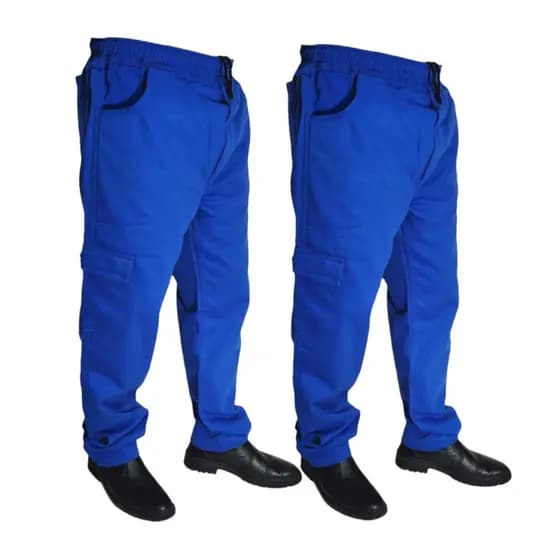 Kit 2 Calça Brim Trabalho Uniforme Profissional AZUL ROYAL Mecânico *Envio Imediato*