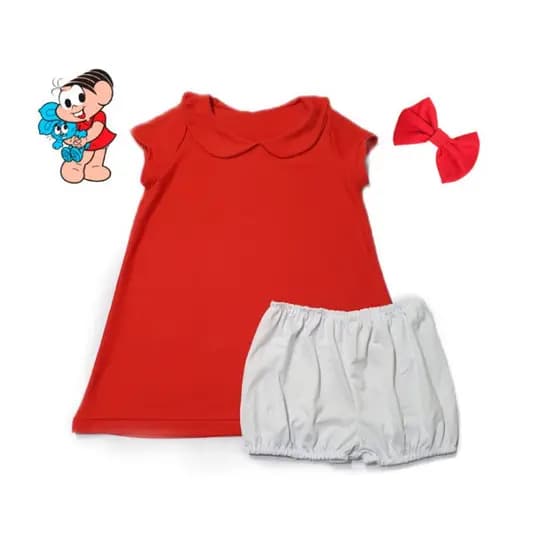 Fantasia Infantil Mônica – Vestido Vermelho com Lacinho