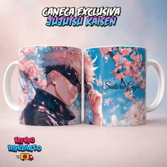 Caneca Satoru Gojo Jujutsu Kaisen Premium Anime Geek Porcelana Presente Otaku Colecionável