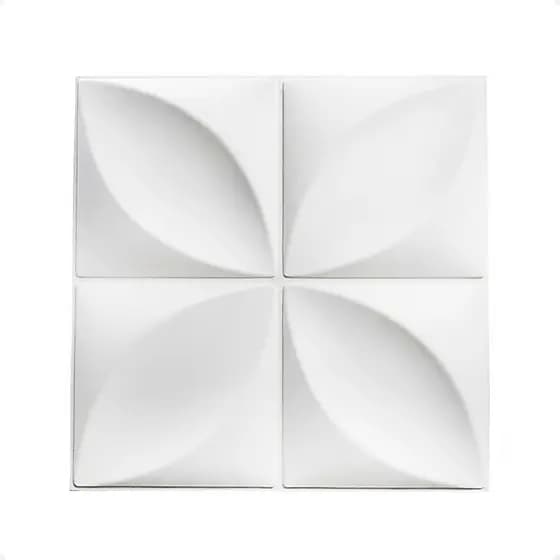 Revestimento Placa 3D Autoadesiva 4 Pétalas Branco 50x50cm 8mm Multibrix