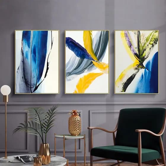 Quadros Decorativos Trio Kit 3 peças Grandes 90x60 ou 60x40 mais de 50 opções de imagens Quadro decorativo Sala Quadro decorativo Quarto Quadro decorativo Escritório Quadro decorativo Marmorizado Quadro decorativo abstrato Folhas arte quadro mosaico