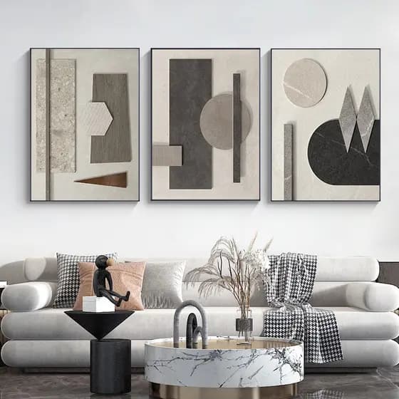 Quadros Decorativos Trio Kit 3 peças Grandes 90x60 ou 60x40 mais de 50 opções de imagens Quadro decorativo Sala Quadro decorativo Quarto Quadro decorativo Escritório Quadro decorativo Marmorizado Quadro decorativo abstrato Folhas arte quadro mosaico