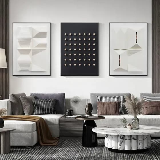 Quadros Decorativos Trio Kit 3 peças Grandes 90x60 ou 60x40 mais de 50 opções de imagens Quadro decorativo Sala Quadro decorativo Quarto Quadro decorativo Escritório Quadro decorativo Marmorizado Quadro decorativo abstrato Folhas arte quadro mosaico