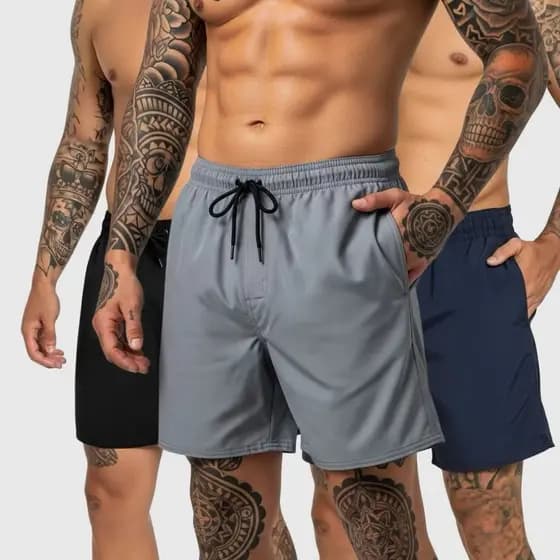 KIT COM 3 SHORT TACTEL - Qualidade Premium | Entrega Rápida | Frete Grátis